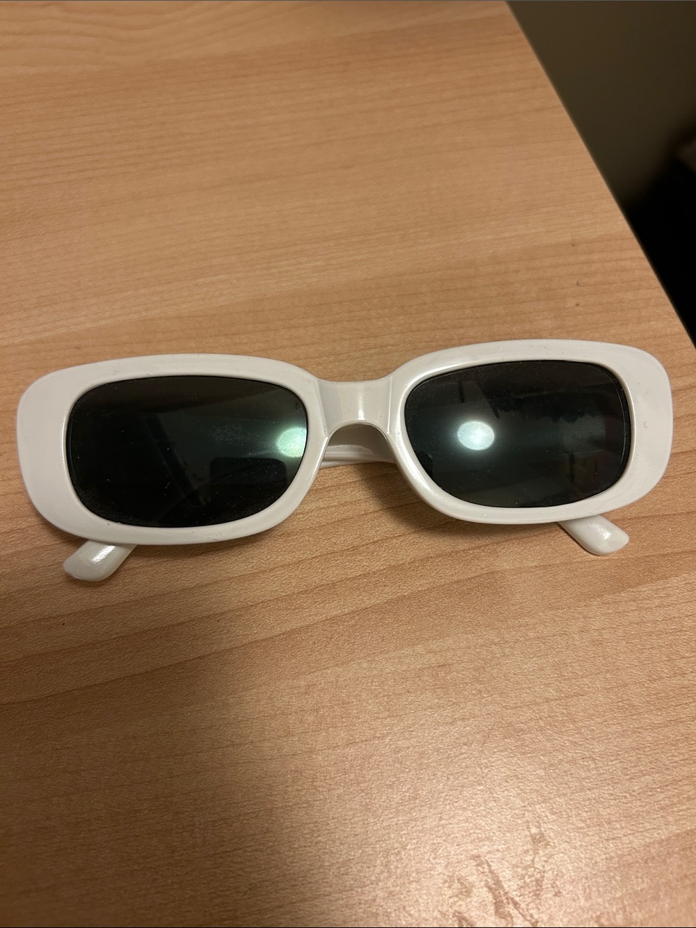 $2 ADD ON - White Rectangular Sunglasses with Dark Lenses